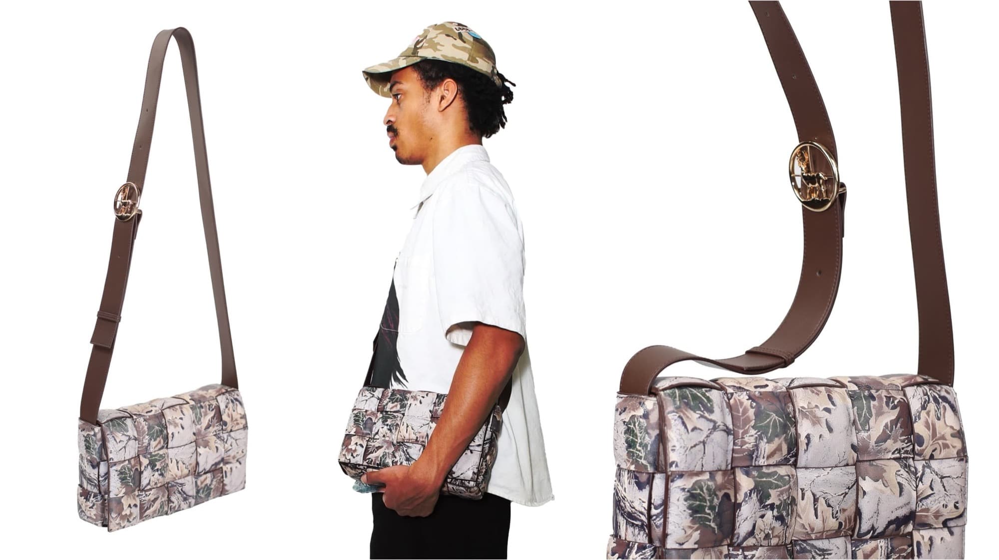 “REALTREE BOOTLEG” WOVEN LEATHER HANDBAG, 2024